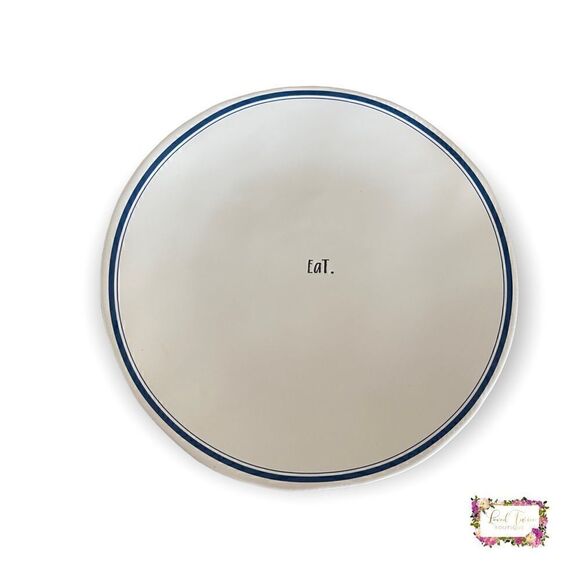 Rae Dunn “EaT” Navy Blue Line Trim Dinner Plate - Picture 6 of 7